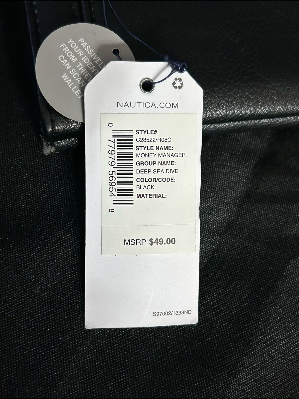 Nautica Money Manager RFID Blocking Black & White Stripe Accent Wallet NWT - Picture 8 of 9